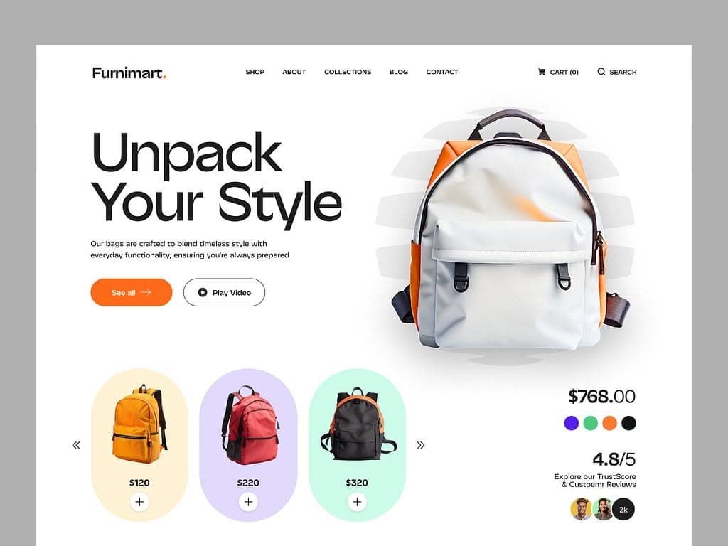 Premium bag D2C brand e-commerce website case study by kiwitechlabs