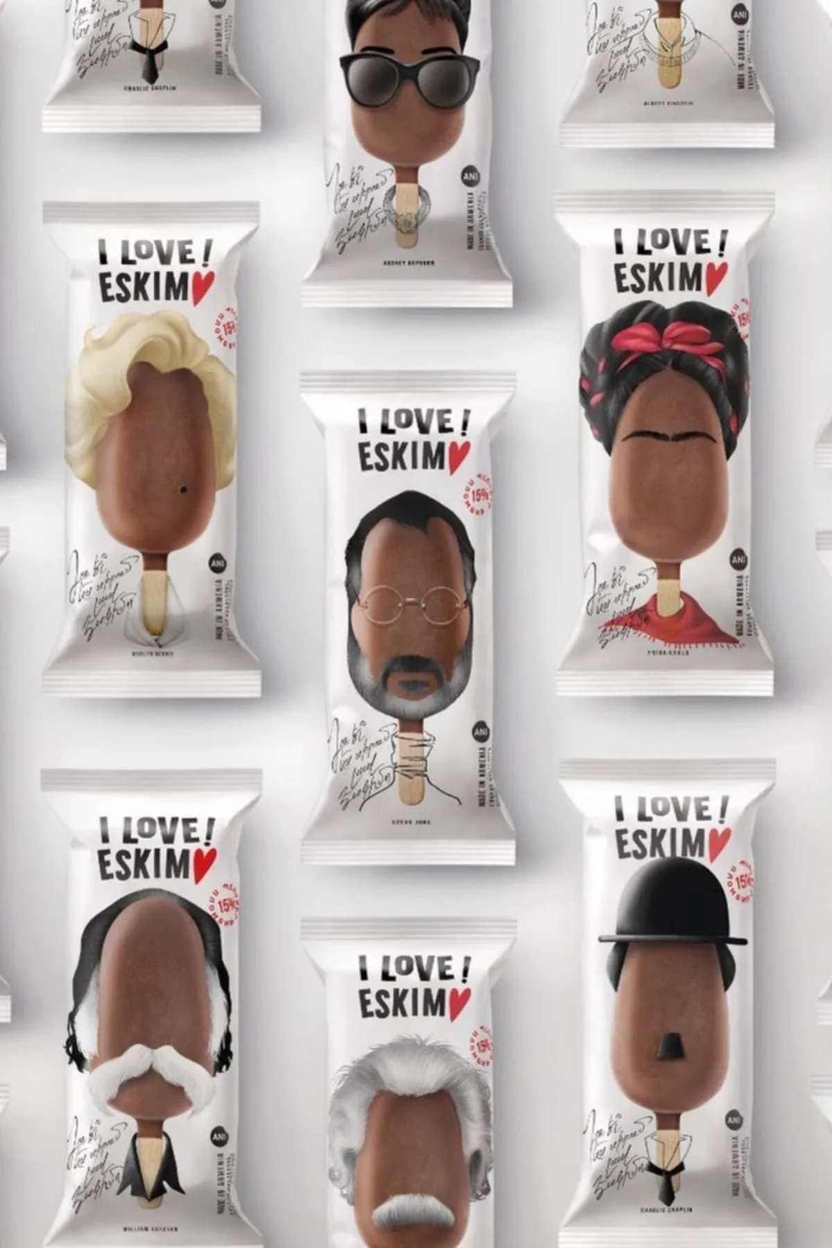 Ice cream packaging design with illustrated character artwork