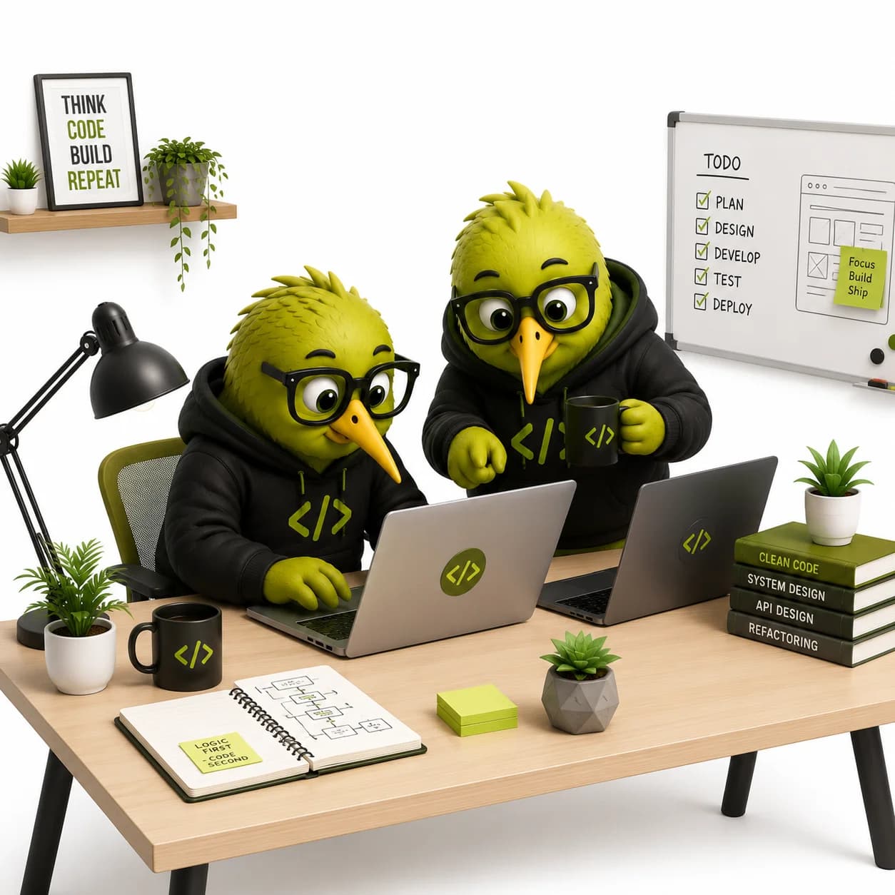 kiwitechlabs team pair-coding — think, code, build, repeat