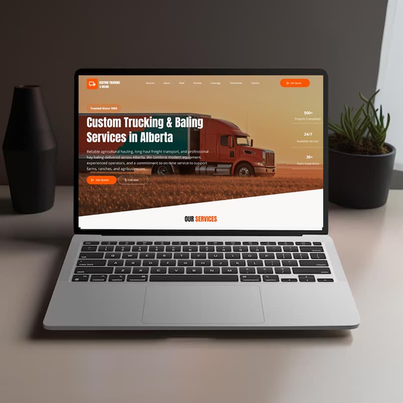 Custom Trucking & Baling - Branding & Web project by kiwitechlabs