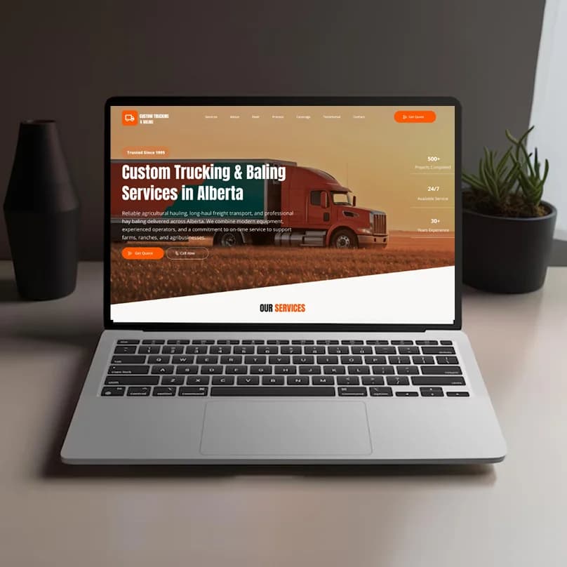 Custom Trucking & Baling - Branding & Web project by Kiwitech Labs